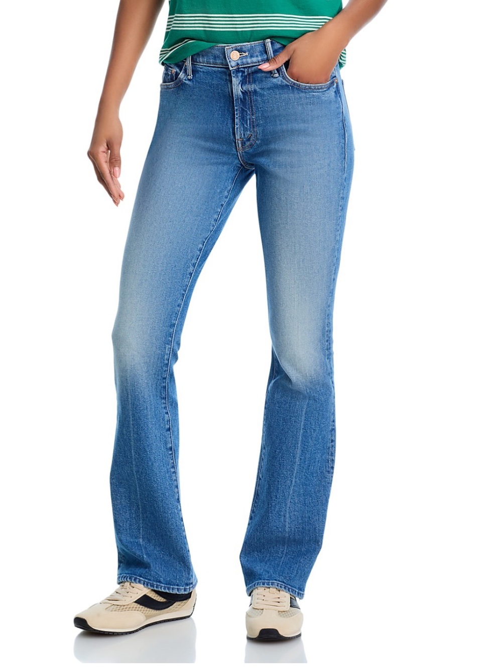 NWT Mother The Outsider Sneak bootleg casual mid rise Jeans in Honey Pokey 29
